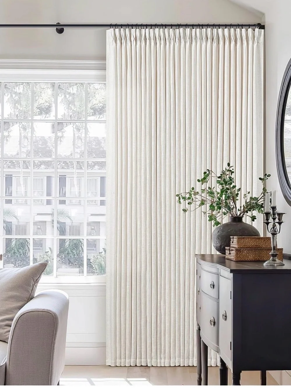 New Natural Extra Wide Pinch Pleat Linen Curtains 70x108 Inches Long Natural
